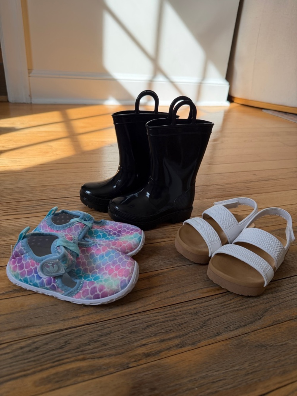 Toddler Shoe Bundle Size 6 Reef Sandals Rain Boots & Swim Shoes Summer Set
